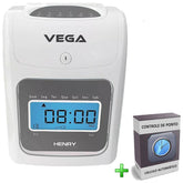 Relogio Cartografico de Ponto Eletrônico Henry Vega + Software de Controle de Ponto + 50 Cartões Ponto Brinde