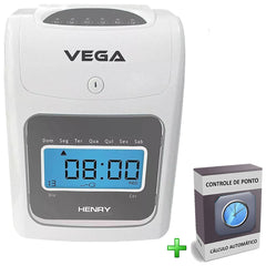 Relogio Cartografico de Ponto Eletrônico Henry Vega + Software de Controle de Ponto + 50 Cartões Ponto Brinde