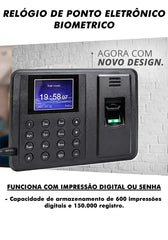 Relogio Biométrico Eletronico Biometria + Controle De Acesso + Sofware Completo